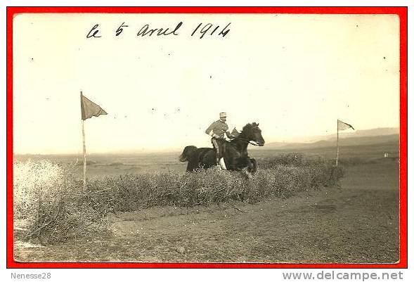 Carte Photo Jouve Frères TLEMCEN  Algérie Le Lt Colonel De Matis montant son cheval Index... Militaire équitation