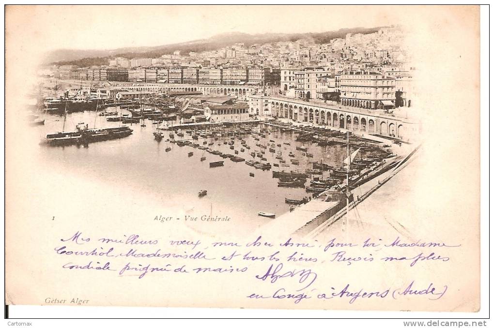 carte port d´alger,vue d´ensemble ,tres bon état général.N°1 de sa série d´impression