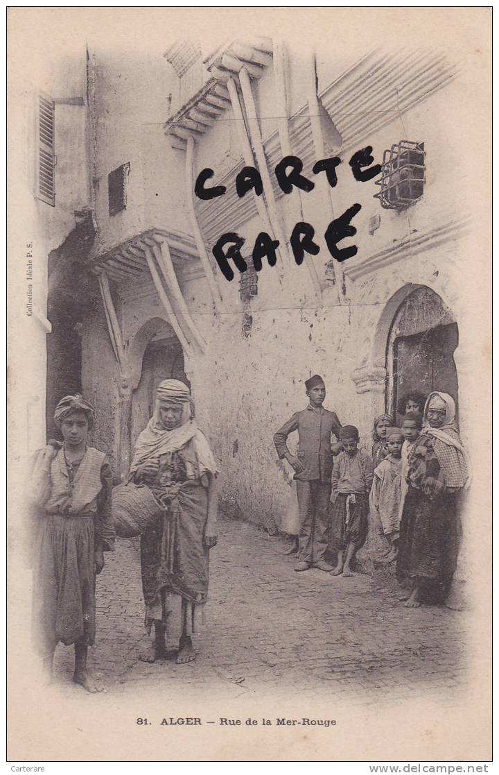 AFRICA,AFRIQUE DU NORD,AFRIKA,ALGERIE FRANCAISE,COLONIE,rue de la mer rouge,mendiant,famille pauvre,rare