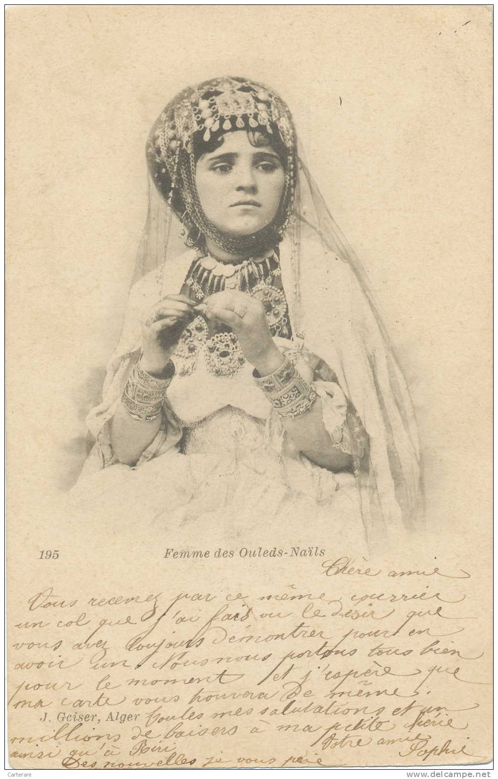 cpa,Algérie,1902,femme des ouleds-nails,tribu origine arabe,ouled d´ia,ouled mohamed,déscendant des alamiyines,guerrier