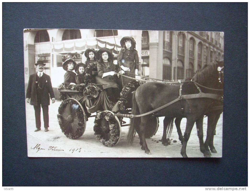 ALGER attelage décoré - CARTE PHOTO -  CIRCULEE 1913  L68D