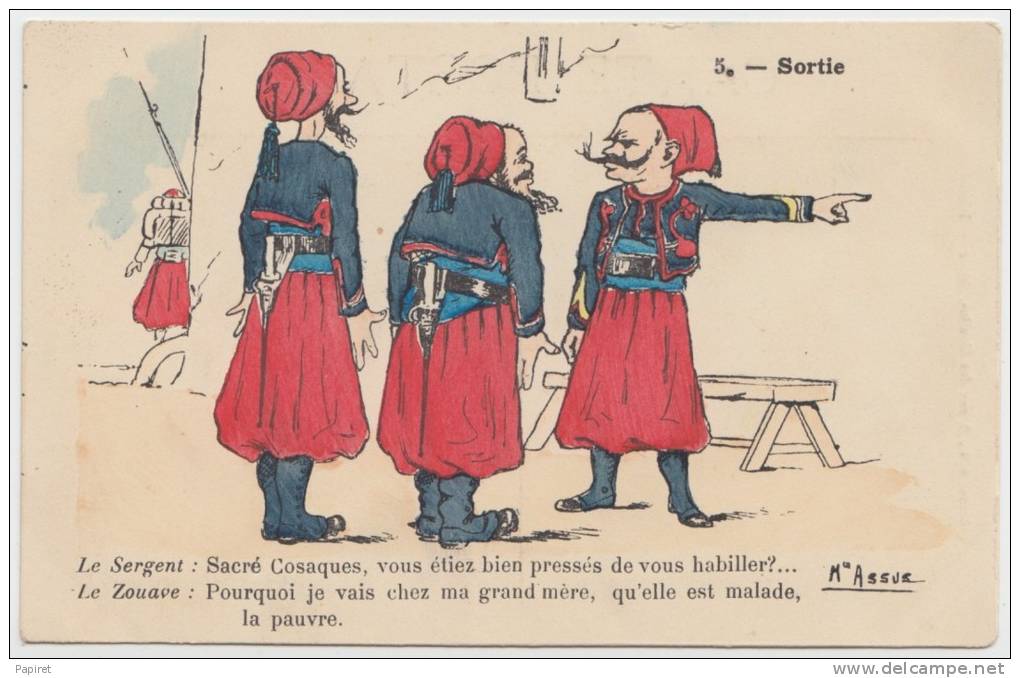 cpa Algerie Illustrateur Assus Armée Coloniale Zouave Carte postale n°5 