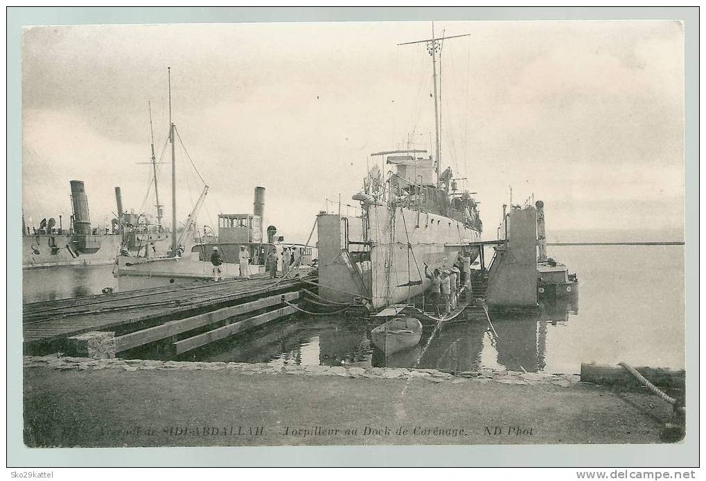 CPA Algérie Ferryville Arsenal de Sidi Abdallah Torpilleur au Dock de Carénage Marine de Guerre Méditerranée ND Photo