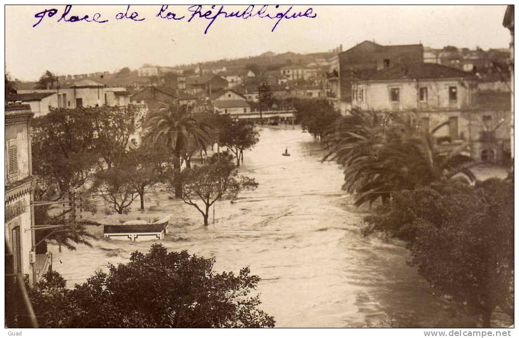 ALGER - MAISON-CARREE - PLACE DE LA REPUBLIQUE - INONDATIONS - SUPERBE CARTE PHOTO