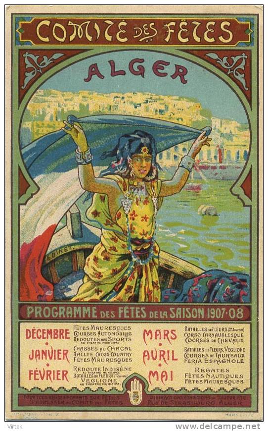 ALGER - ALGERIE  Comité des fetes  programma des fetes de la saison 1907 - 08