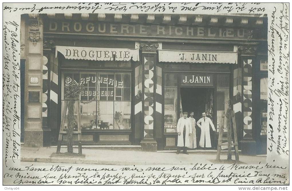 32Ve     Algerie Alger carte photo droguerie Richelieu chez Janin (4 rue Richelieu)