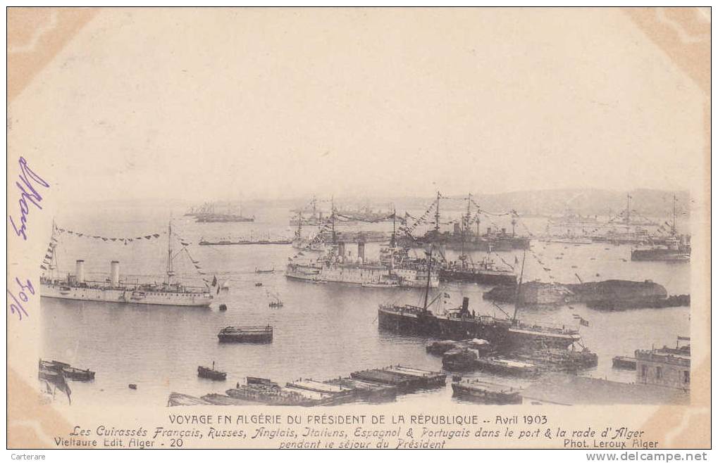 cpa,,algérie ,voyage en algérie du président de la république ,avril 1903,et trés rare