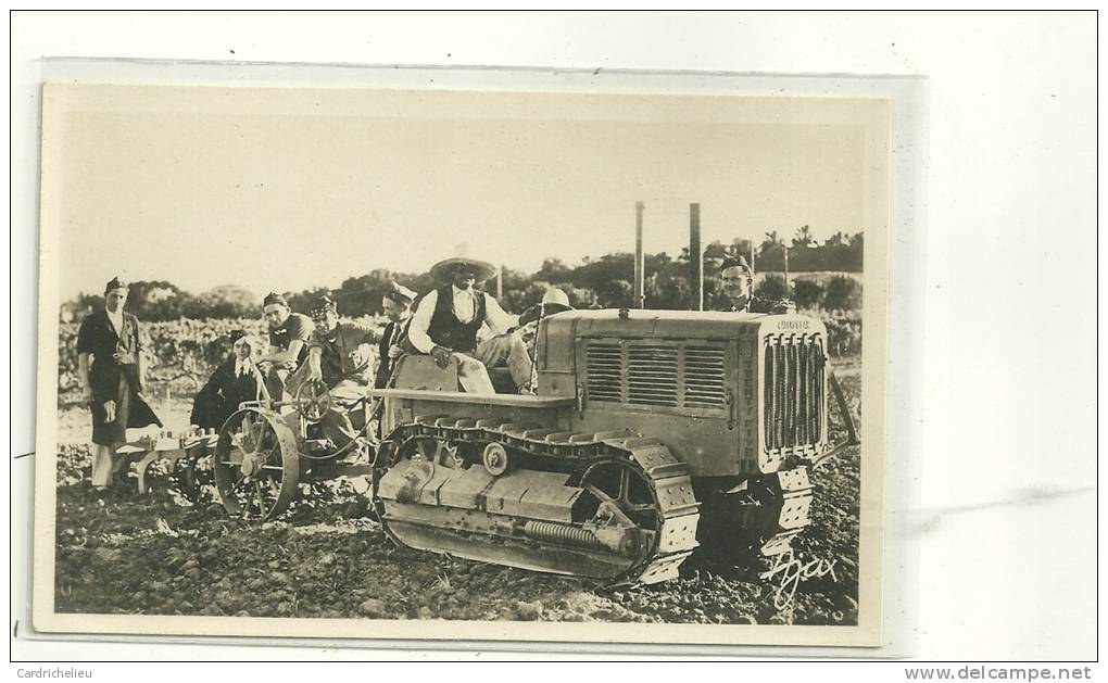 ALGER  N19 ECOLE NATIONALE AGRICULTURE  TRACTEUR GROS PLAN  CARTE PHOTO PERSONNAGES