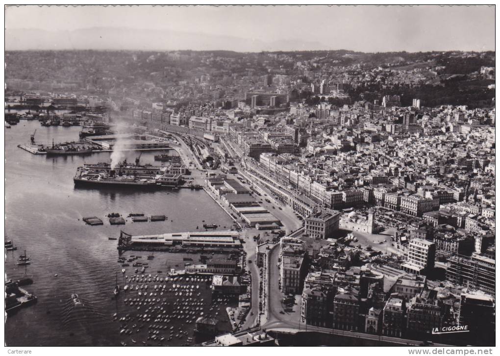 AFRIQUE DU NORD,ALGERIE,ALGER EN 1950,VUE AERIENNE,PORT,GARE MARITIME,VUE TRES BELLE