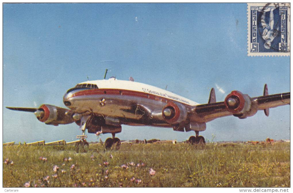 AFRIQUE DU NORD,FRANCE COLONIES,ALGERIE FRANCAISE,aeroport d'alger,air algerie,quadrimoteur lockeed,constellation,avi on