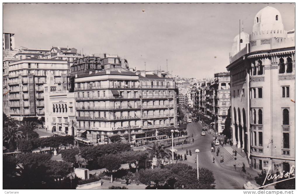 AFRIQUE,ALGERIE,MAGHREB,A LGER EN 1955,poste,rue d'isly,le jounal d'alger,syndicat de la presse