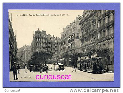 VIEW OF RUE DE CONSTANTINE ET RUE DUMONT d URVILLE with TRAMWAY  IN ALGER ALGERIA ALGIERS ALGERIEN VERY OLD POSTCARD