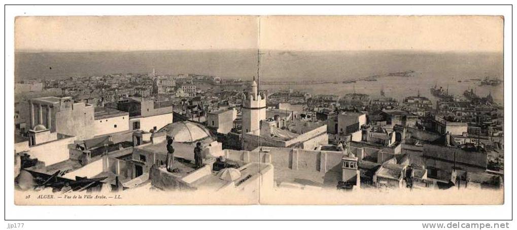 Alger Carte DOUBLE Vue Panoramique sur la ville Arabe LL n° 28