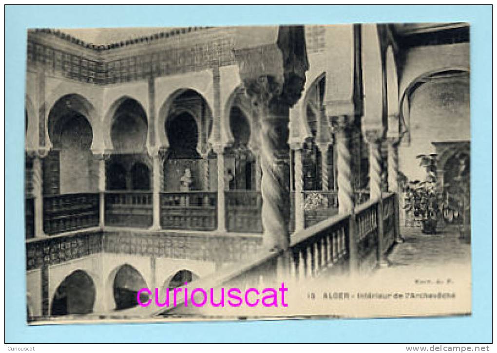 A VIEW of INTERIEUR DE L ARCHEVECHE in ALGER ALGERIA ALGIERS ALGERIEN VERY OLD POSTCARD ANSICHTSKARTE