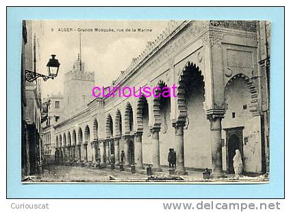 A VIEW of GRANDE MOSQUEE RUE DE LA MARINE in ALGER ALGERIA ALGIERS ALGERIEN VERY OLD POSTCARD SEHR ALTE ANSICHTSKARTE