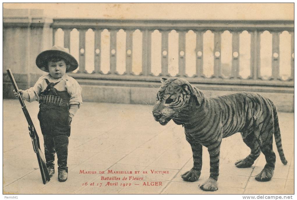 AFRIQUE - ALGERIE - ALGER - Batailles de Fleurs 16 17 avril 1910 - Marius de Marseille et sa victime