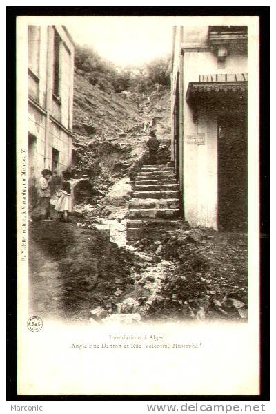 ALGER (Algérie) - INONDATIONS - Angle Rue Danton et Rue Valentin, MUSTAPHA