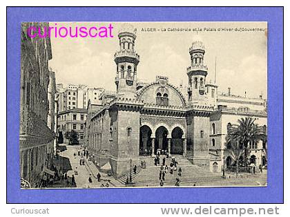 VIEW of LA  CATHEDRALE ET LE PALAIS D HIVER DU GOUVERNEUR in ALGER ALGERIA ALGIERS ALGERIEN VERY OLD POSTCARD
