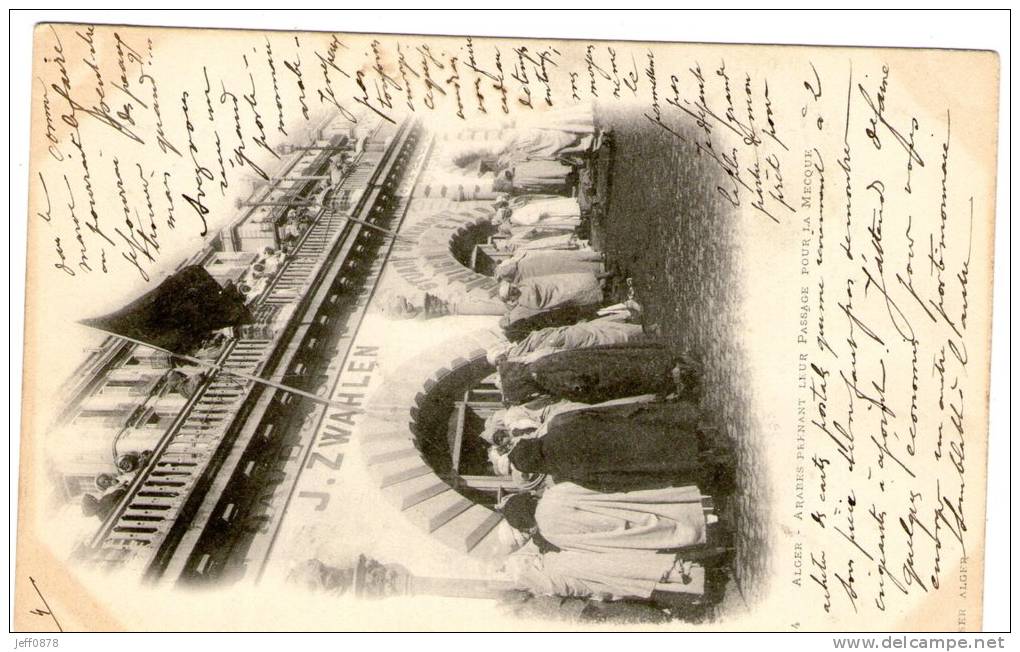 ALGERIE - ALGER - Arabes prenant leur passage pour la mecque - 2 scans - précurseur - Bon état