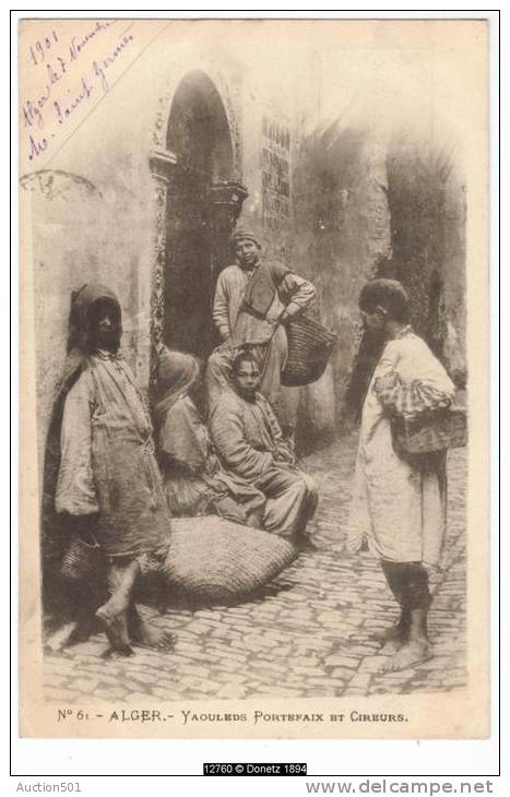 12760g ALGER - Yaouleds - Portefaix et Cireurs - 1901