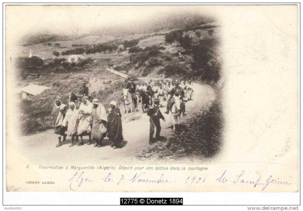 12775g ALGER - Insurrection à Margueritte - Départ pour une battue dans la montagne - 1901
