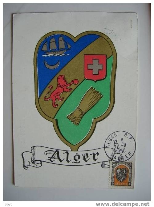 Carte Maximum avec ecusson Alger 1950