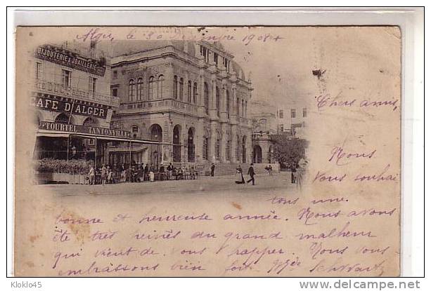 Algérie - Alger - Gd CAFE D'ALGER -  ... TOURTEL TANTONVILLE animé  - PRECURSEUR 1902 - Timbre 10c piquage à cheval