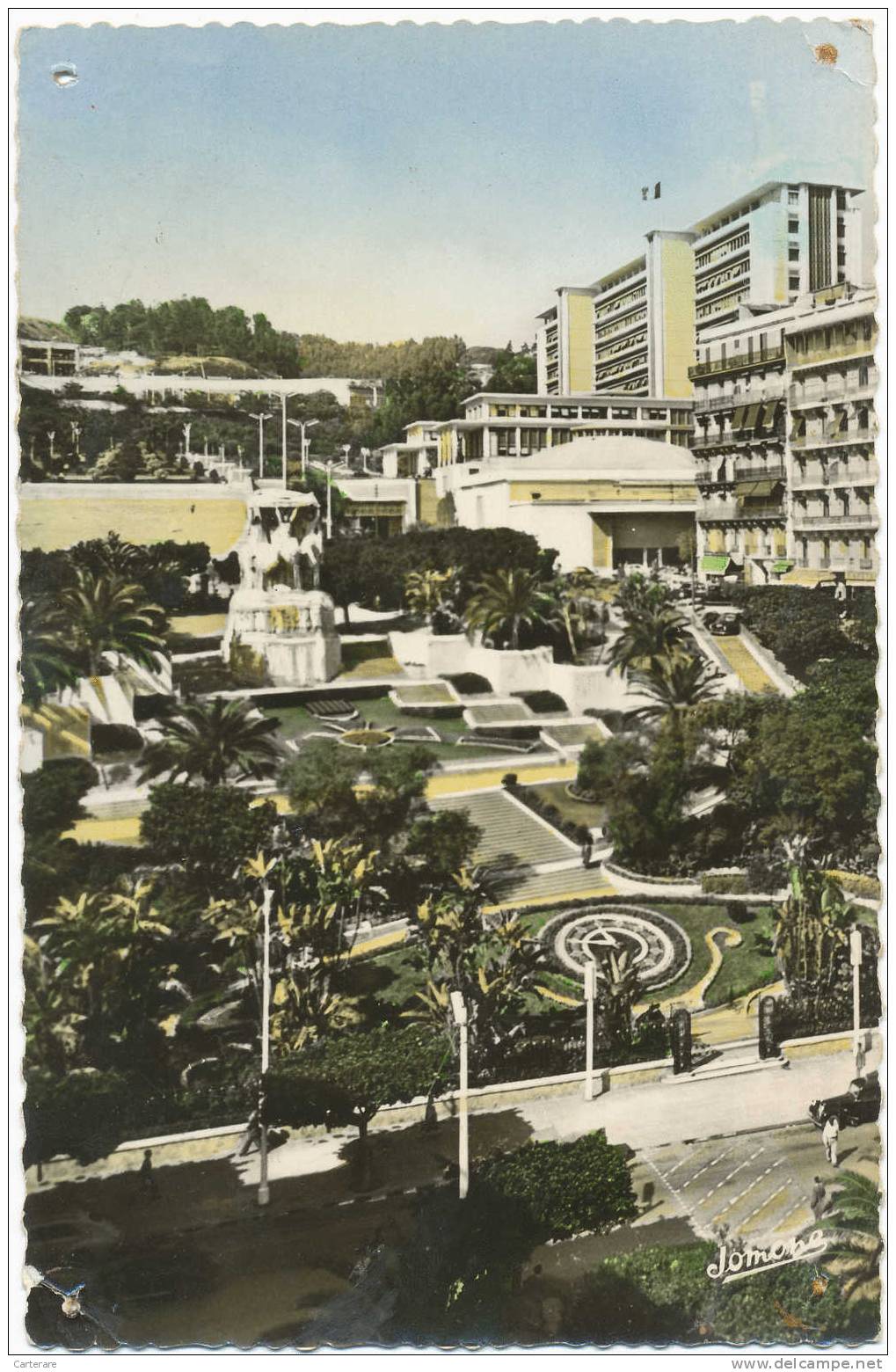 ALGERIE,AFRIQUE DU NORD,époque coloniale Française,ALGER en 1956,jardin Laferrière et gouvernement général,rare