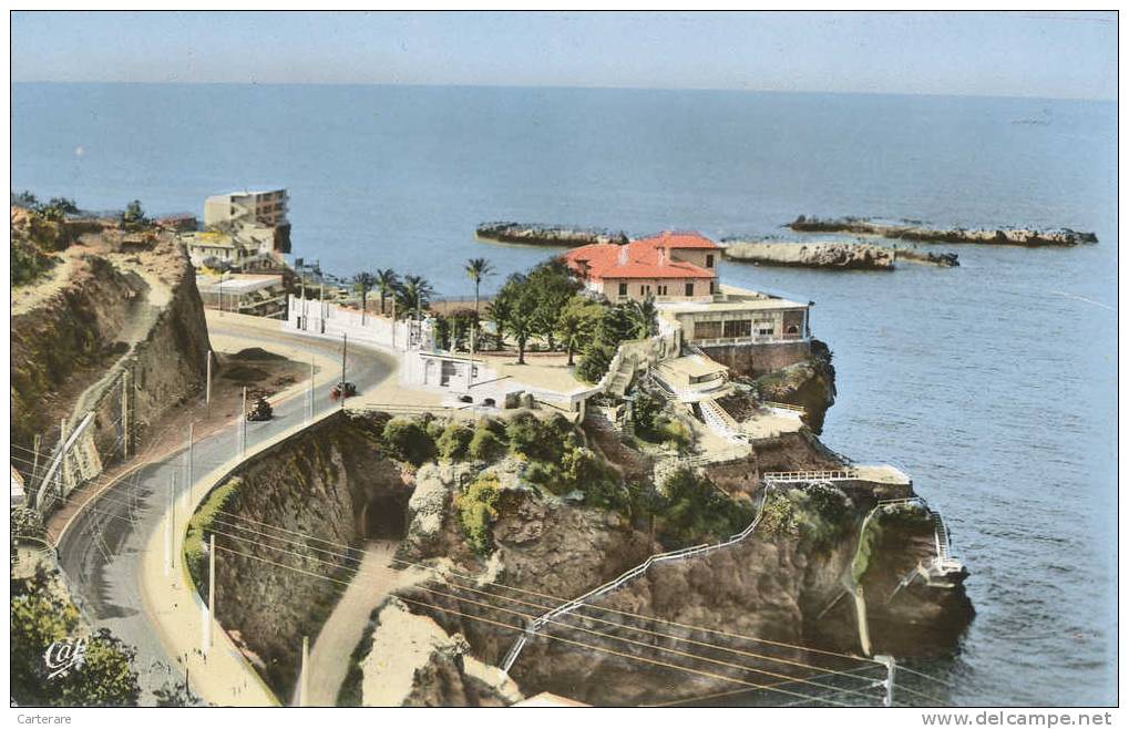 ALGERIE,ALGER,en 1950,la pointe Pescade,le casino de la corniche,vue sur la mer,rare,afrique