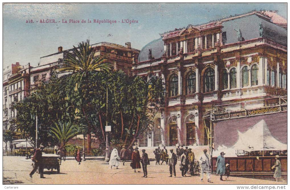 AFRIQUE,AFRICA,AFRIKA,ALG ERIE,ALGERIA,1920,place de République,Opéra,sorbets, glace