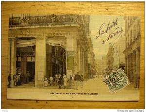 CPA ALGERIE - BONE - RUE NEUVE SAINT AUGUSTIN - n°41 - 1907 - colorée - rue neuve st augustin tabac tobacco fabrique