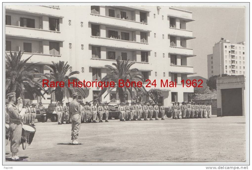 cpa Bone Annaba Prise de Commandandement Gendarmerie Escadre Mobile Blindé Savineau 24 mai 1962 ( Lire dos )