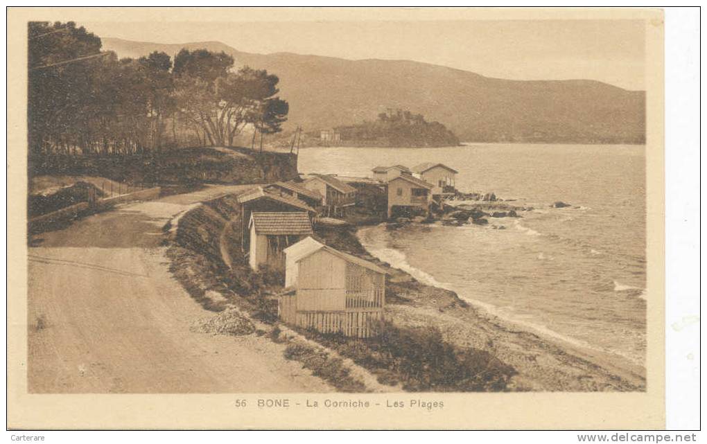Algérie,ANNABA,BONE,la corniche,les plage ,il ya 100 ans,rare,maisons en bois au bord de l´eau