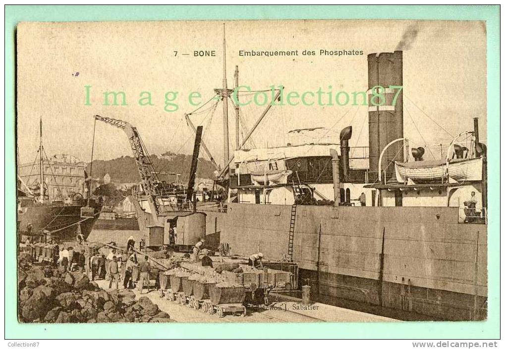 AFRIQUE du NORD - ALGERIE - BONE - PORT -  EMBARQUEMENT des PHOSPHATES - GRUE