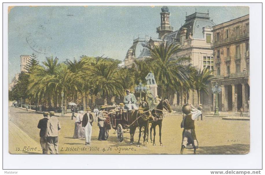 **  BONE   **  BEL ATTELAGE,TAXI  porteurs au..square - LVC ***carte de luxe Ecrite - Excellent cliché