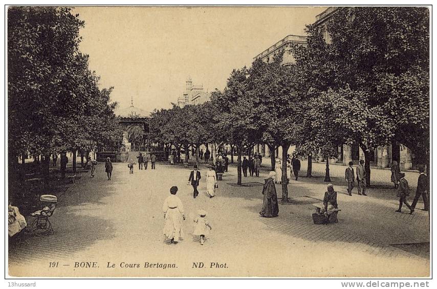 Carte Postale Ancienne Algérie -  Bône. Le Cours Bertagna