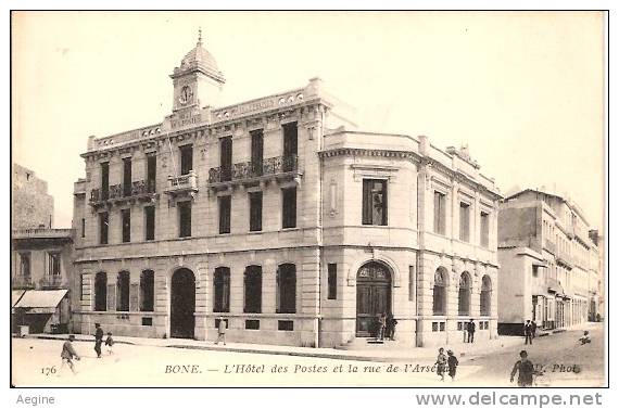 ALGERIE- ref no 641- bone - l hotel des postes et la rue de l arsenal  - bon etat