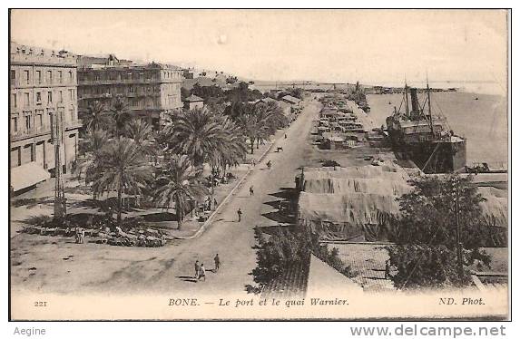 ALGERIE- ref no 640- bone - le port et le quai warnier   - bon etat