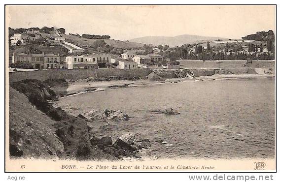 ALGERIE- ref no 628- bone - la plage du lever de l aurore et le cimetiere arabe  - bon etat