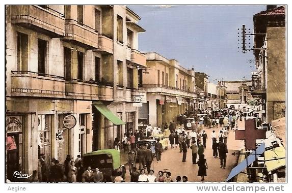 ALGERIE- ref no 567- souk-ahras - bone - rue victor hugo -petit plan panneau esso -garage -essence
