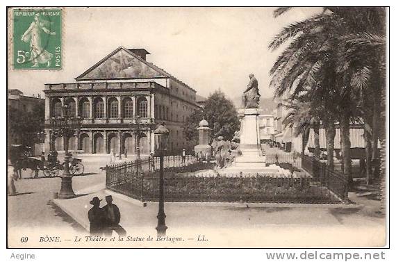 ALGERIE- ref no 505- bone - le theatre et la statue de bertagna   -bon etat