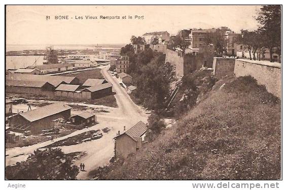 ALGERIE- ref no 794- bone - les vieux remparts et le port    -bon etat