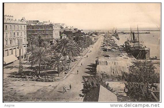 ALGERIE- ref no 693- bone - le port et le quai warnier- nd photo  - bon etat