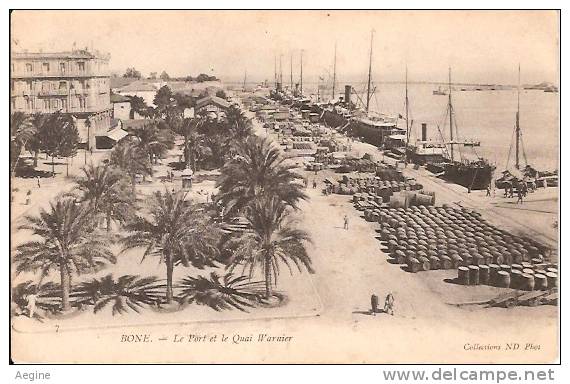 ALGERIE- ref no 692- bone - 7 - le port et le quai warnier-  collections nd photo  - bon etat
