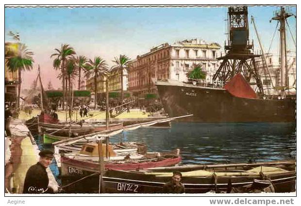 ALGERIE- ref no 440- bone - un coin du port et cours bertagna  - bon etat