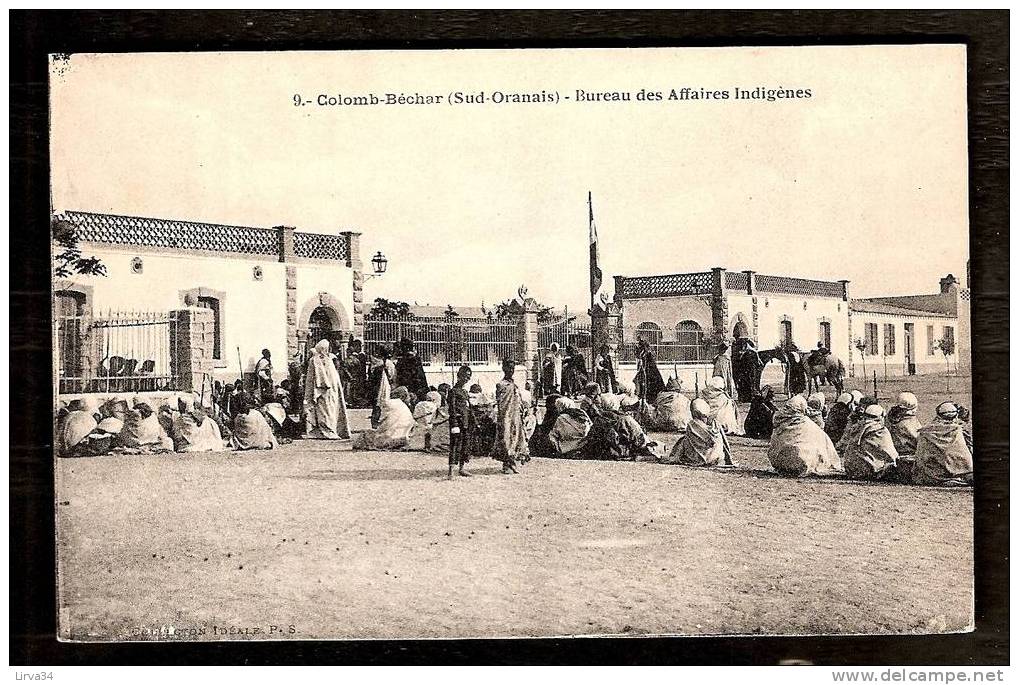CPA AFRIQUE -VILLAGES D'ALGÉRIE- COLOMB-BECHARD- 1er GROUPE D'AVIATION  BUREAU DES AFFAIRES INDIGENES- TRES ANIMÉ