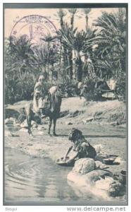 CPA Algerie , Colomb Bechar,  un coin dans l'Oued Bechar, animée, cavalier, laveuse