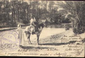 COLOMB BECHAR - au bord de la rivière( cachet militaire )