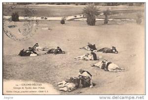 ALGERIE- ref no 782- colomb bechar -groupe de spahis dans l oasis - militaires spahis - bon etat