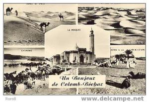 1509 - Un Bonjour de  COLOM - BECHAR  Poste aux Armées peu lisible